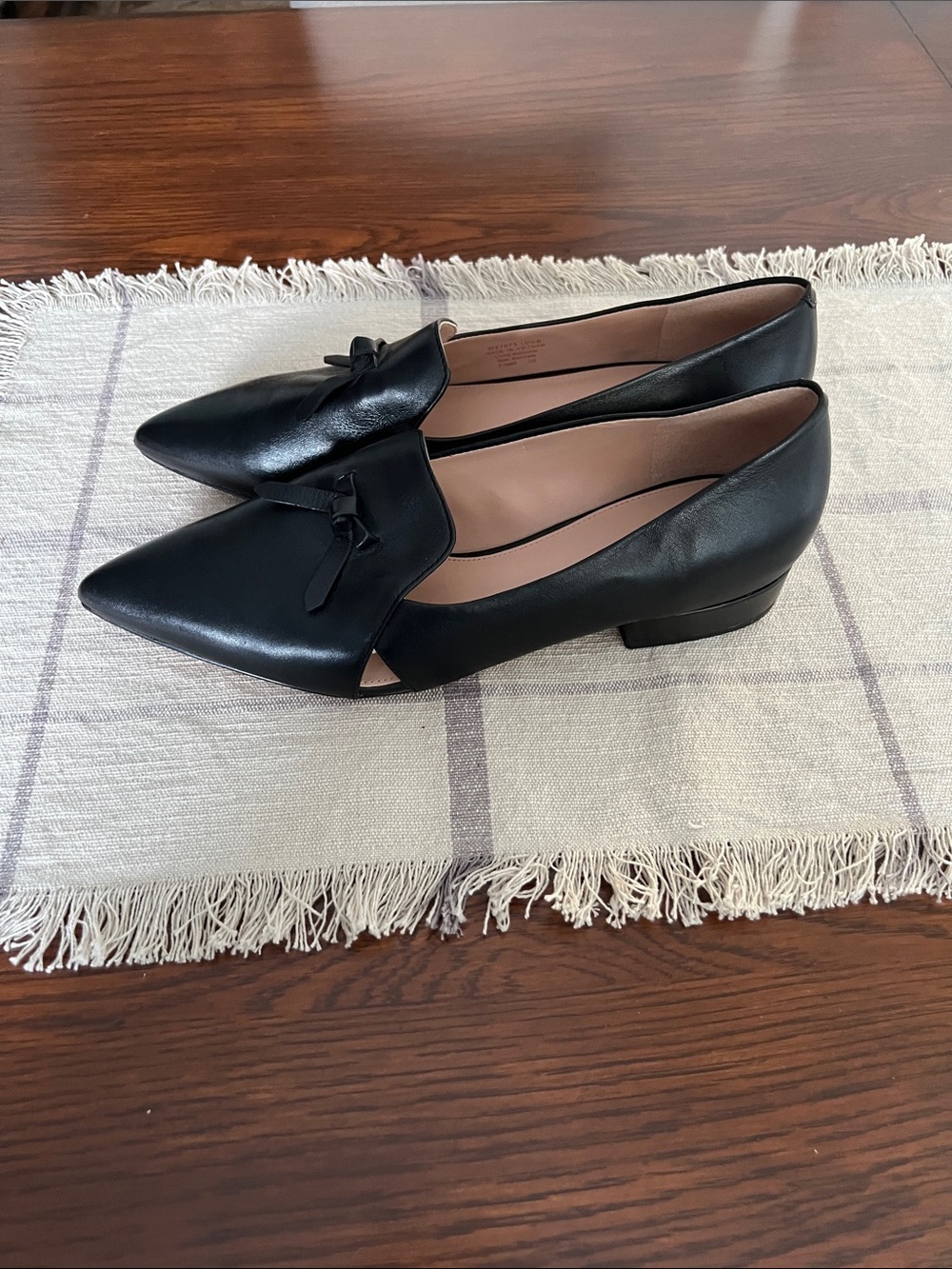 Cole Haan Black Pointed-Toe Leather Loafers with Knot Detail - Picture 8 of 16